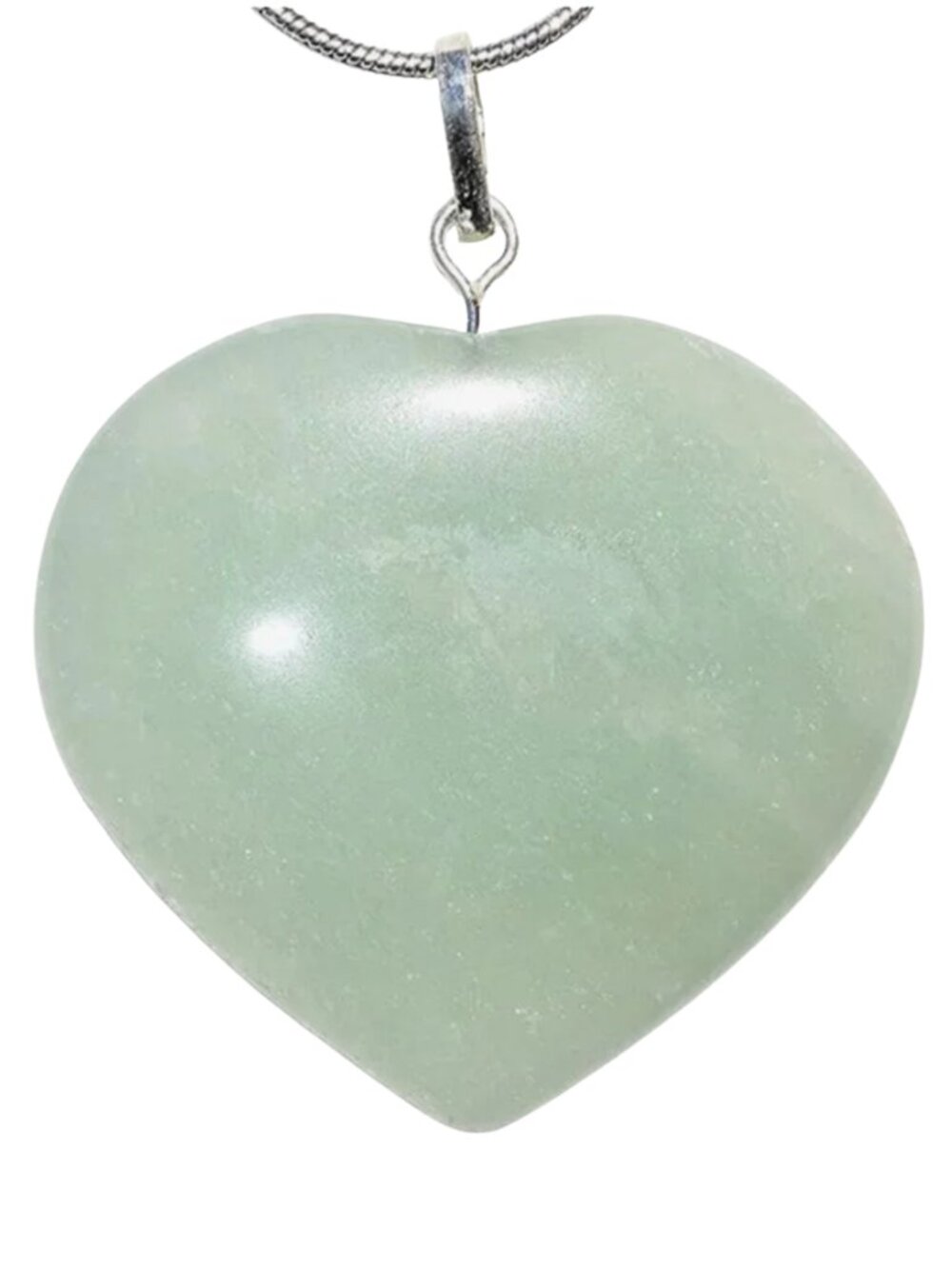 Premium Green Aventurine Heart Necklace & Silver Chain